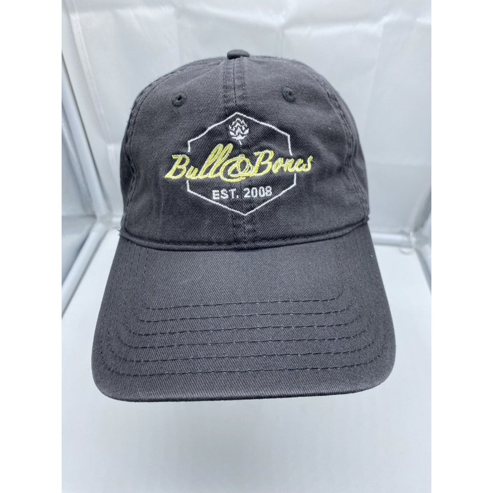 Bull & Bones Gray Baseball Hat Cap Adjustable Strap-back EST 2008 Otto